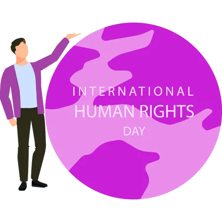 Boy is celebrating International Human Rights Day  Illustration