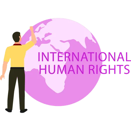 Boy is celebrating International Human Rights Day  Illustration