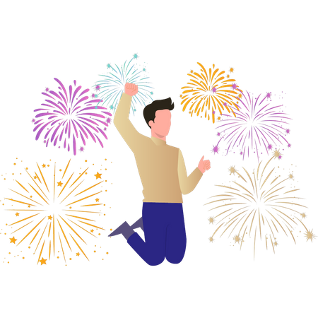 Boy is celebrating the new year  Illustration