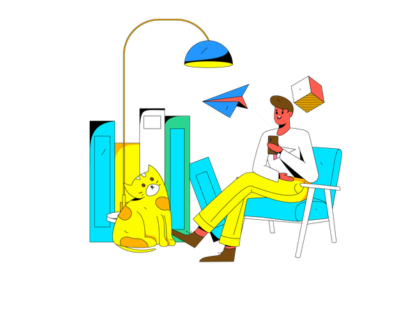 Boy is chatting online on phone  Illustration