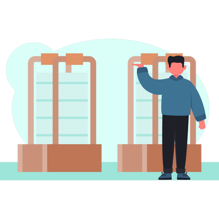 Boy is checking security payment  Illustration