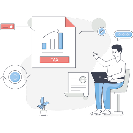 Boy is checking tax graph  Illustration