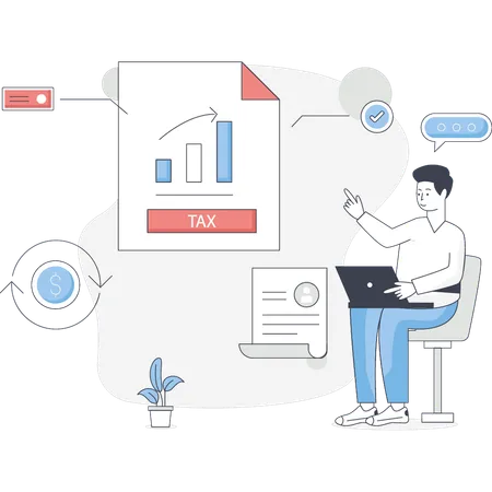 Boy is checking tax graph  Illustration