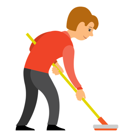 Boy is cleaning floor  Illustration
