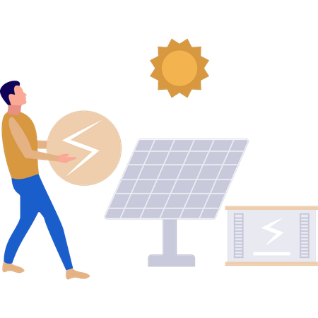 Boy is consuming solar energy  Illustration