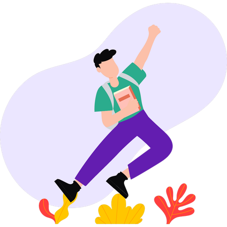 Boy is dancing after coming back from school  Illustration