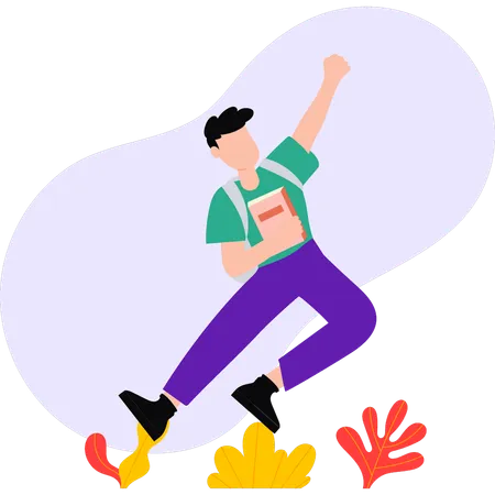 Boy is dancing after coming back from school  Illustration