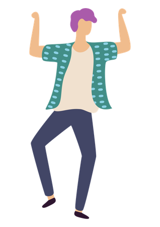 Boy is dancing alone  Illustration