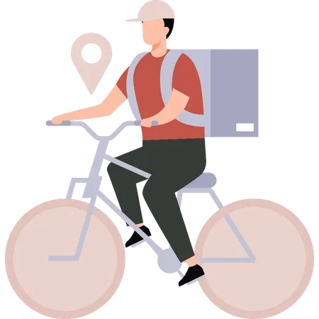 The Boy Is Delivering A Parcel On Bicycle Illustration