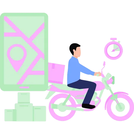 The Boy Is Delivering The Parcel On Scooter Illustration