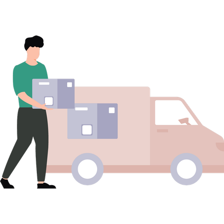 Boy is delivering the parcels  Illustration