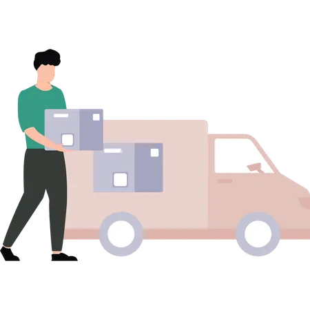 Boy is delivering the parcels  Illustration