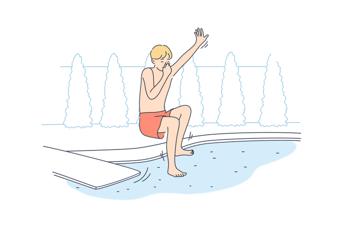 Boy is diving in swimming pool  Illustration