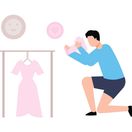 Boy is doing a dress shoot  Illustration
