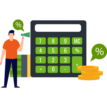 Boy is doing advertising calculations  Illustration