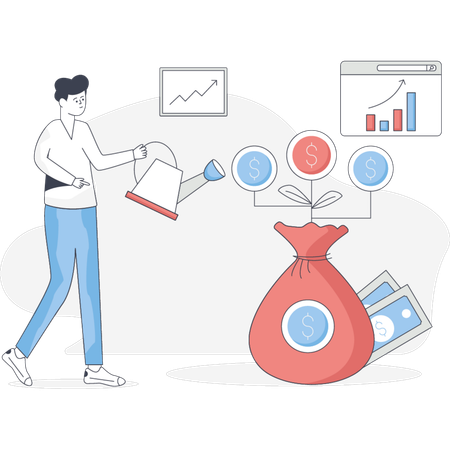 Boy is doing business investment  Illustration