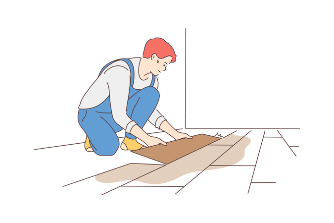 Boy is doing carpentry work  Illustration