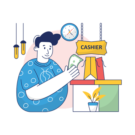 Boy is doing cash payment  Illustration