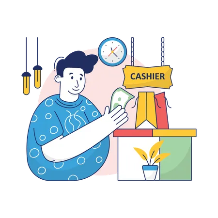 Boy is doing cash payment  Illustration