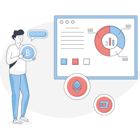 Boy is doing crypto analysis  Illustration