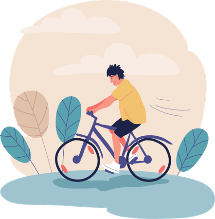 Boy is doing cycling  Illustration