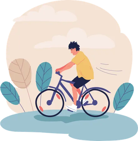 Boy is doing cycling  Illustration