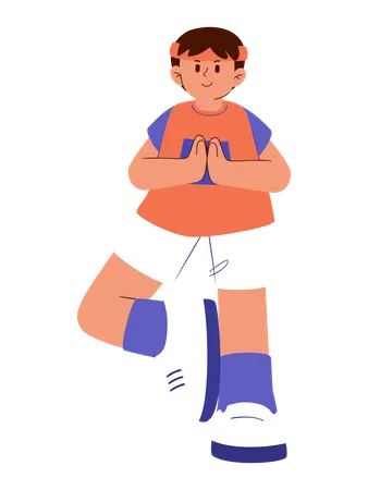 Boy is doing exercise  Illustration