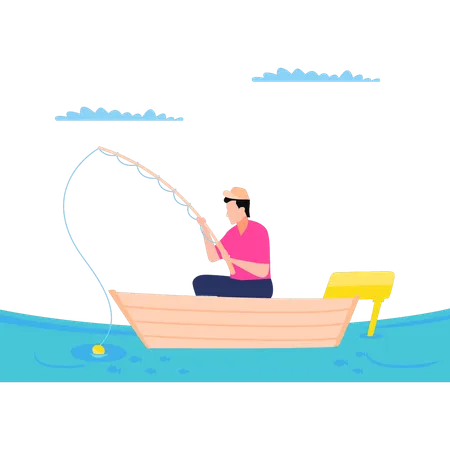 Boy is doing fishing  Illustration