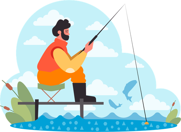 Boy is doing fishing  Illustration