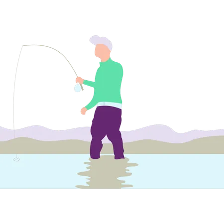 Boy is doing fishing  Illustration