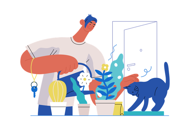 Boy is doing gardening  Illustration
