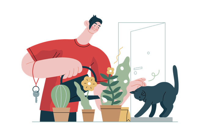 Boy is doing gardening  Illustration