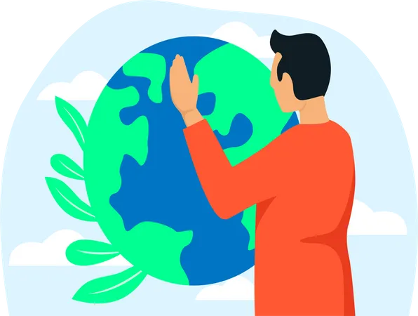 Boy is doing his part for Earth Day  Illustration
