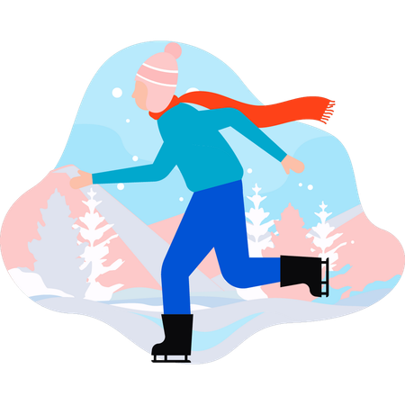 Boy is doing ice skating  Illustration