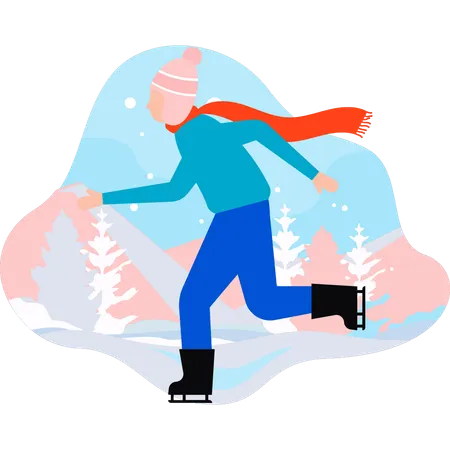 Boy is doing ice skating  Illustration