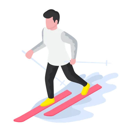 Boy is doing ice Skiing  Illustration