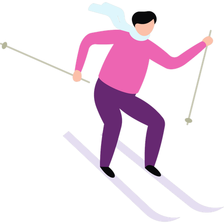 Boy is doing ice skiing  Illustration