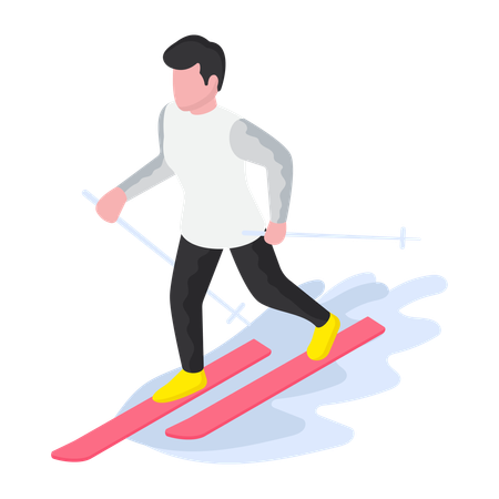 Boy is doing ice Skiing  Illustration