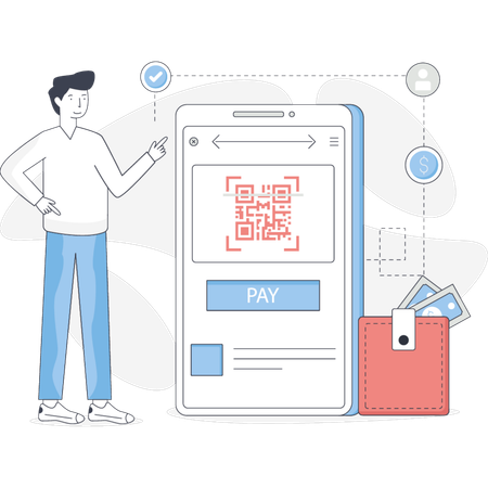 Boy is doing payment online  Illustration