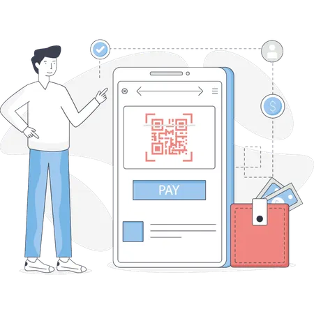 Boy is doing payment online  Illustration