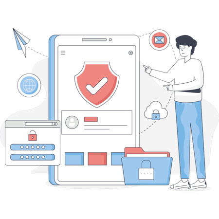 Boy is doing privacy protection  Illustration