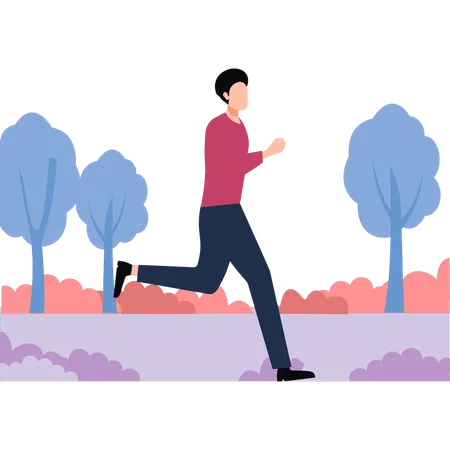 The Boy Is Doing Running Exercise Illustration