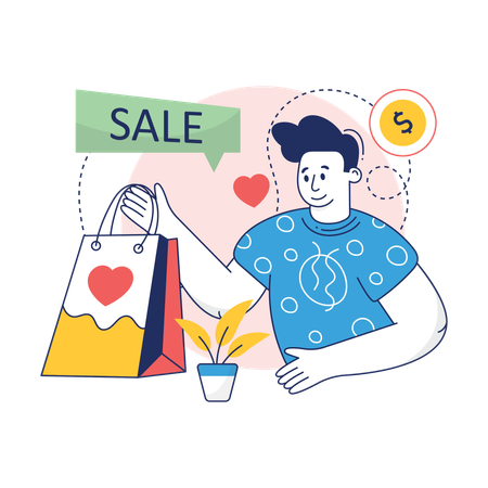 Boy is doing sale purchase  Illustration