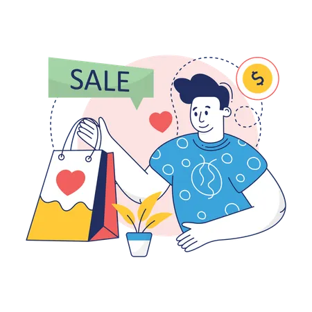 Boy is doing sale purchase  Illustration