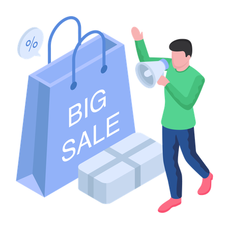 Boy is doing sale shopping  Illustration