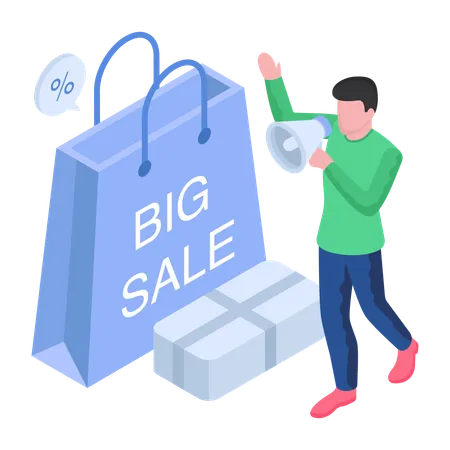 Boy is doing sale shopping  Illustration