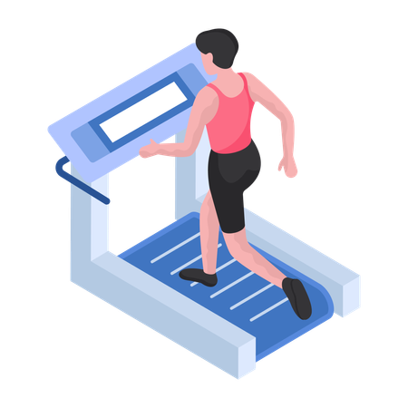 Boy is doing Treadmill Running  Illustration