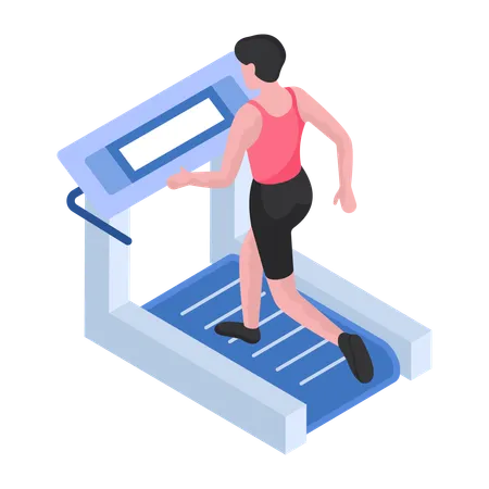 Boy is doing Treadmill Running  Illustration