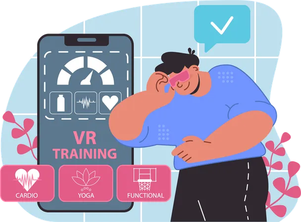 Boy is doing VR tarining  Illustration