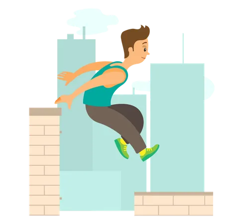 Boy is doing wall jump  Illustration